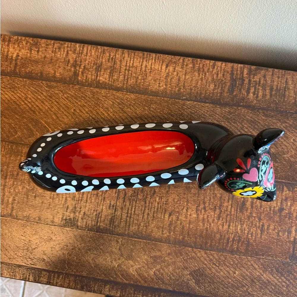 NWT! Pier 1 Day of the Dead Dog Cracker Dish. Sugar Skull/ Dias de Los Muertos
